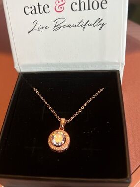 Rose Gold Opal Halo Necklace